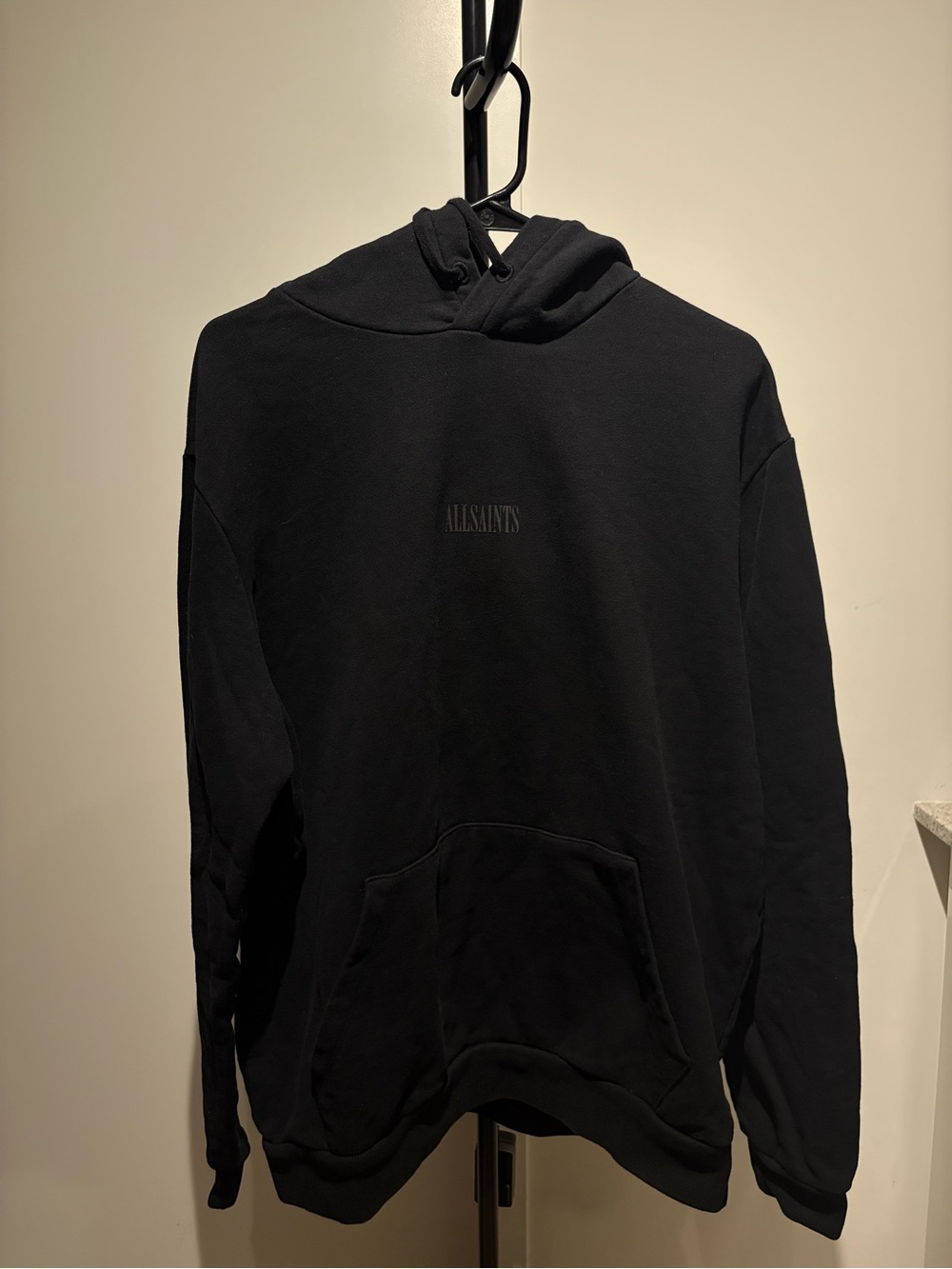 All Saints Black Minimal Logo Hoodie